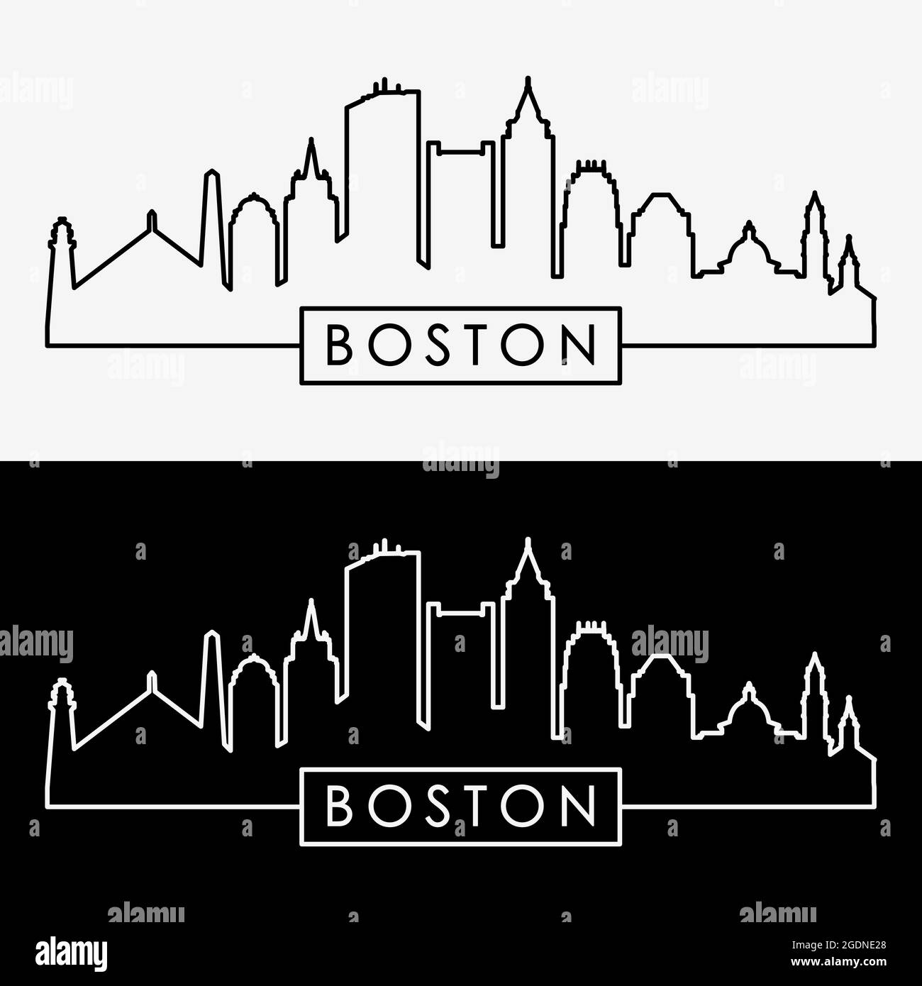 Boston skyline. Linear style. Editable vector file Stock Vector Image ...