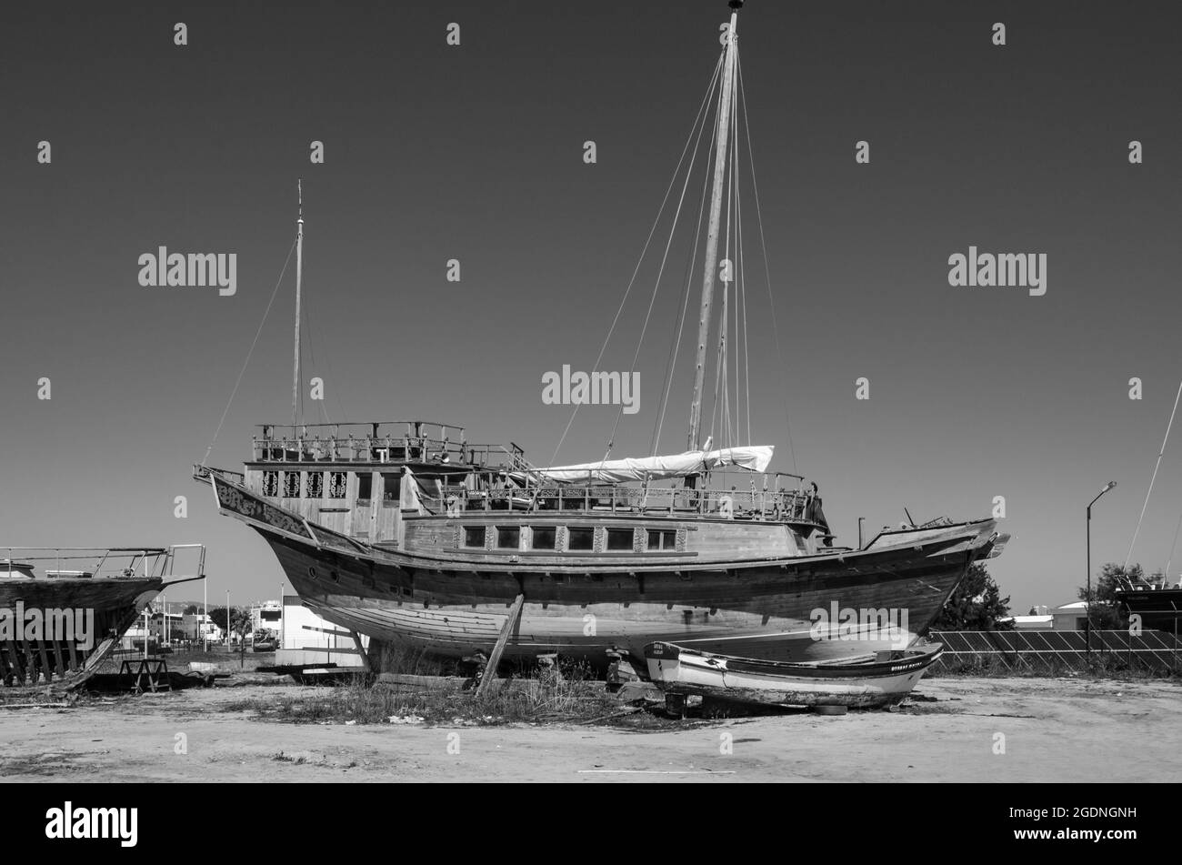ship wreck on olhão Harbor Stock Photo