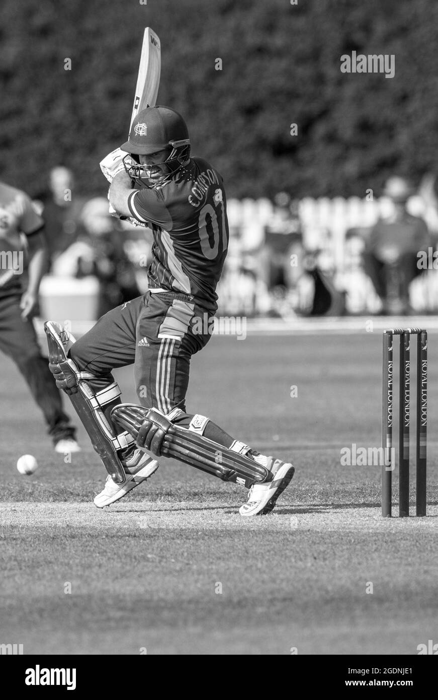 Group B Nottinghamshire Outlaws take on Northamptonshire Steelbacks at the Grantham cricket ground in the Royal London One-day Cup, 2021. Stock Photo