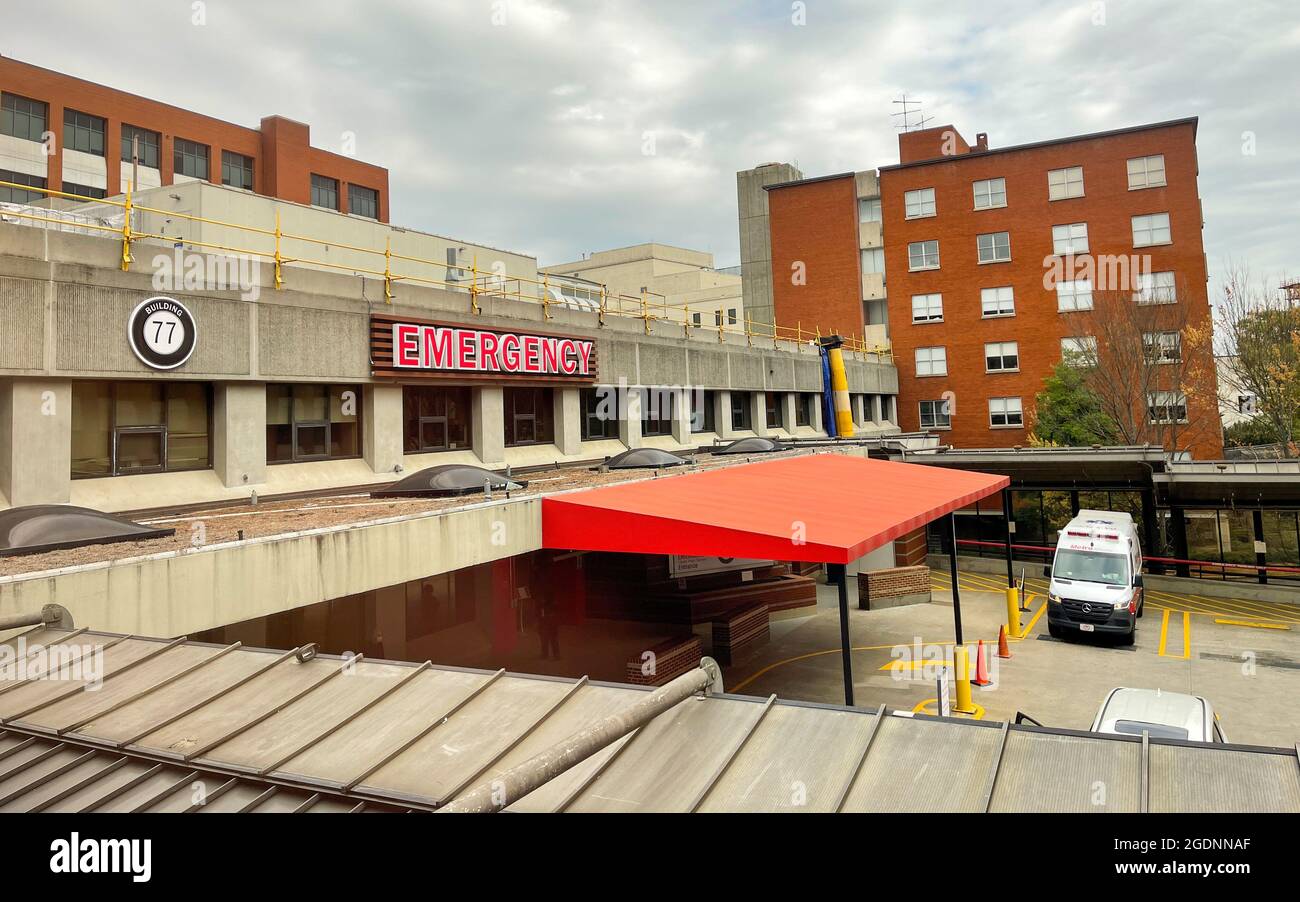 Atlanta, GA USA March 26, 2021 The exterior Emergency Room sign at