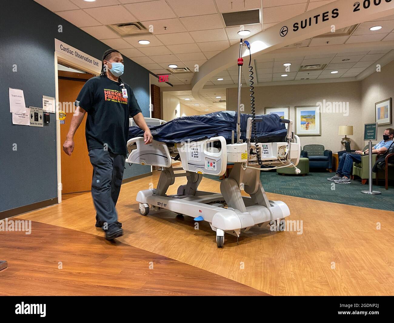 Atlanta, GA USA March 26, 2021 A Piedmont Hospital worker moving a