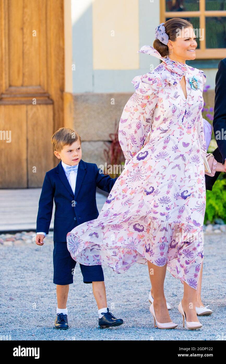 Crown Princess Victoria and Prince Oscar of Sweden attending the
