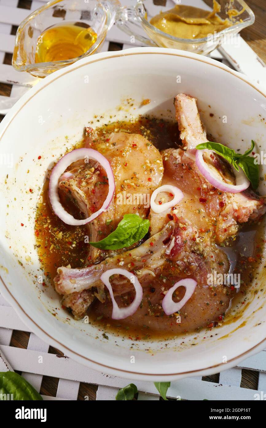 Preparing lamb chops Stock Photo - Alamy