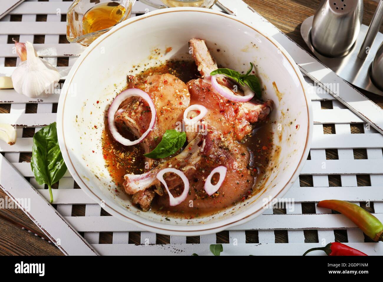 Preparing lamb chops Stock Photo - Alamy