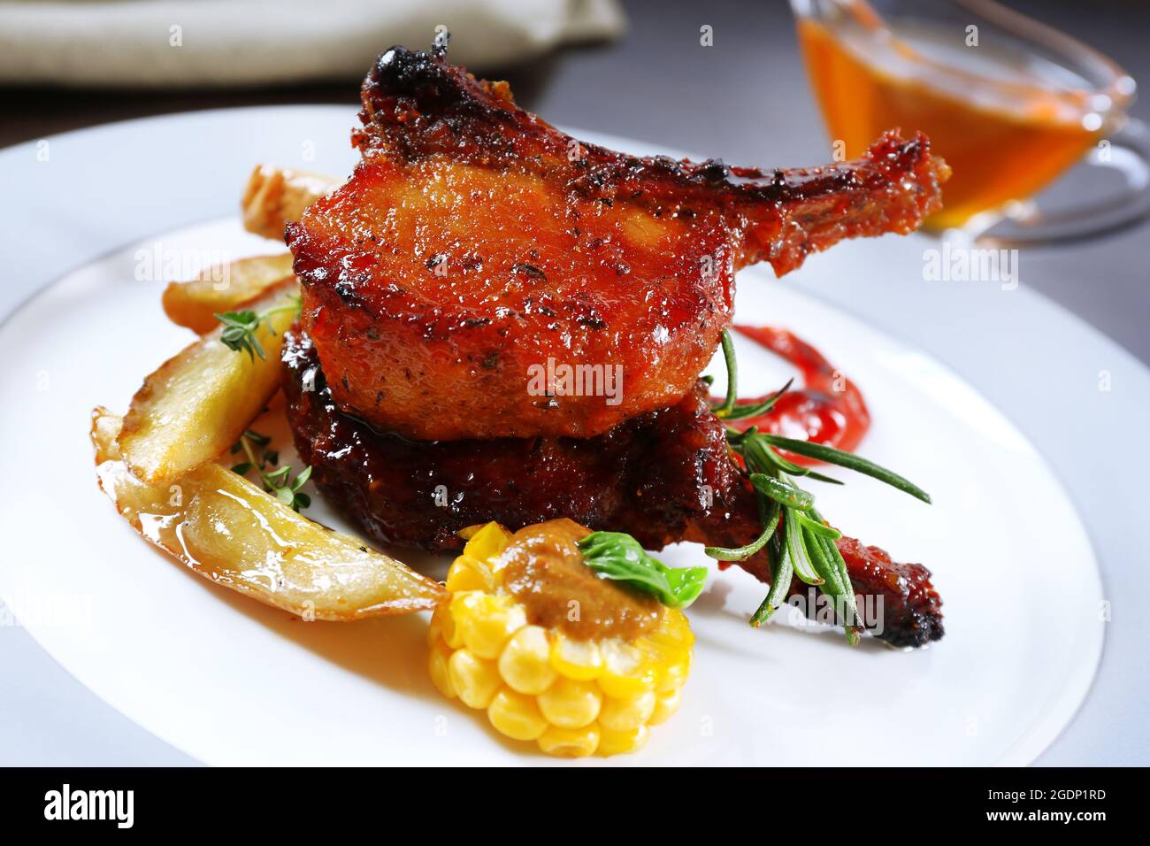 Roasted lamb chops Stock Photo - Alamy