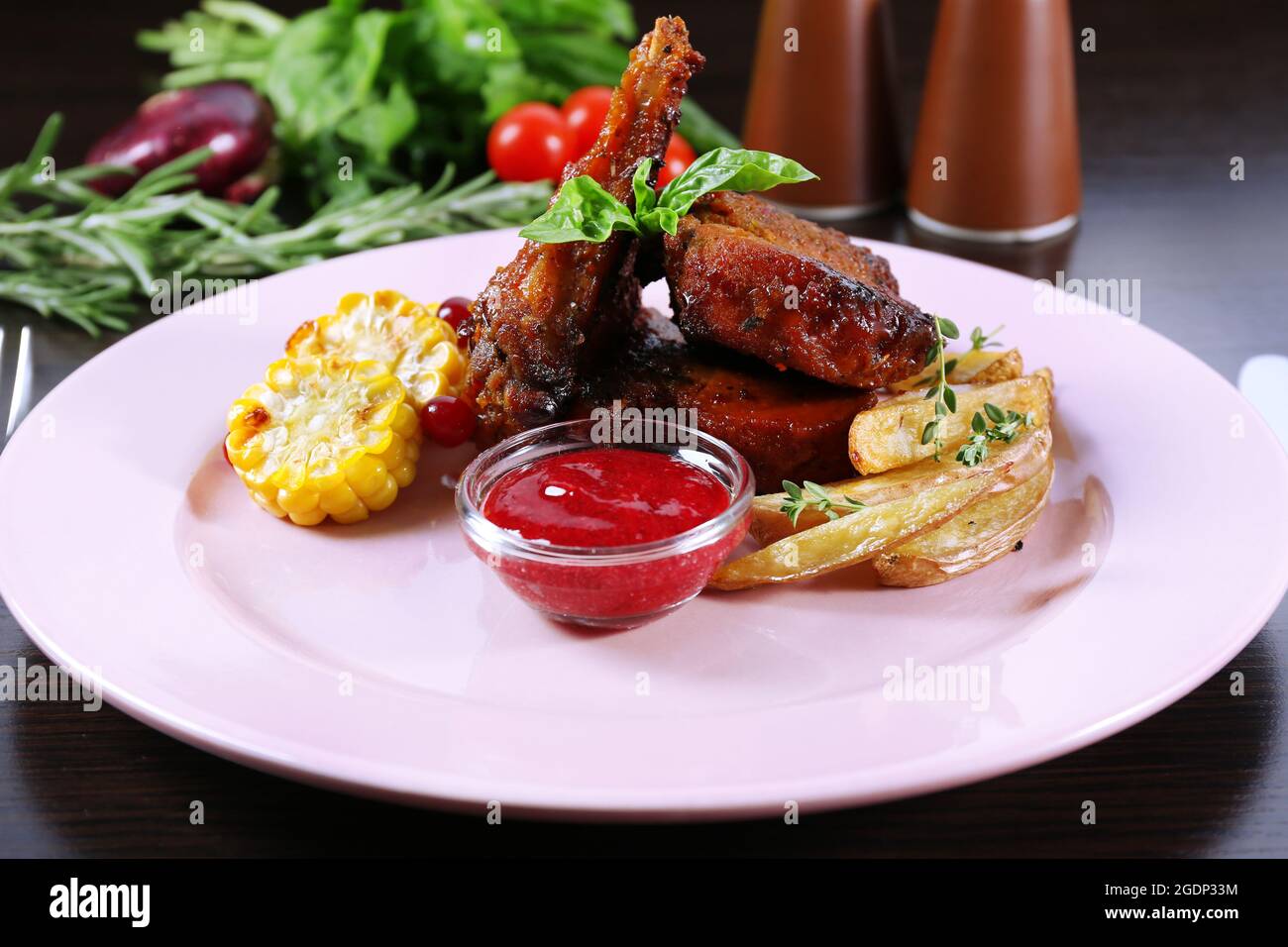 Roasted lamb chops Stock Photo - Alamy