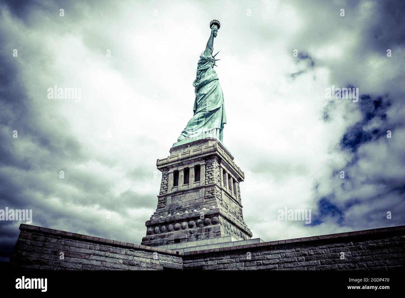 Walking around the Statue of liberty Stock Photo
