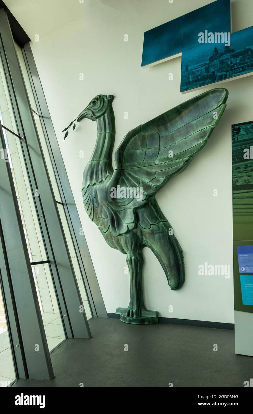 Liver bird state inside The Liverpool Museum Stock Photo