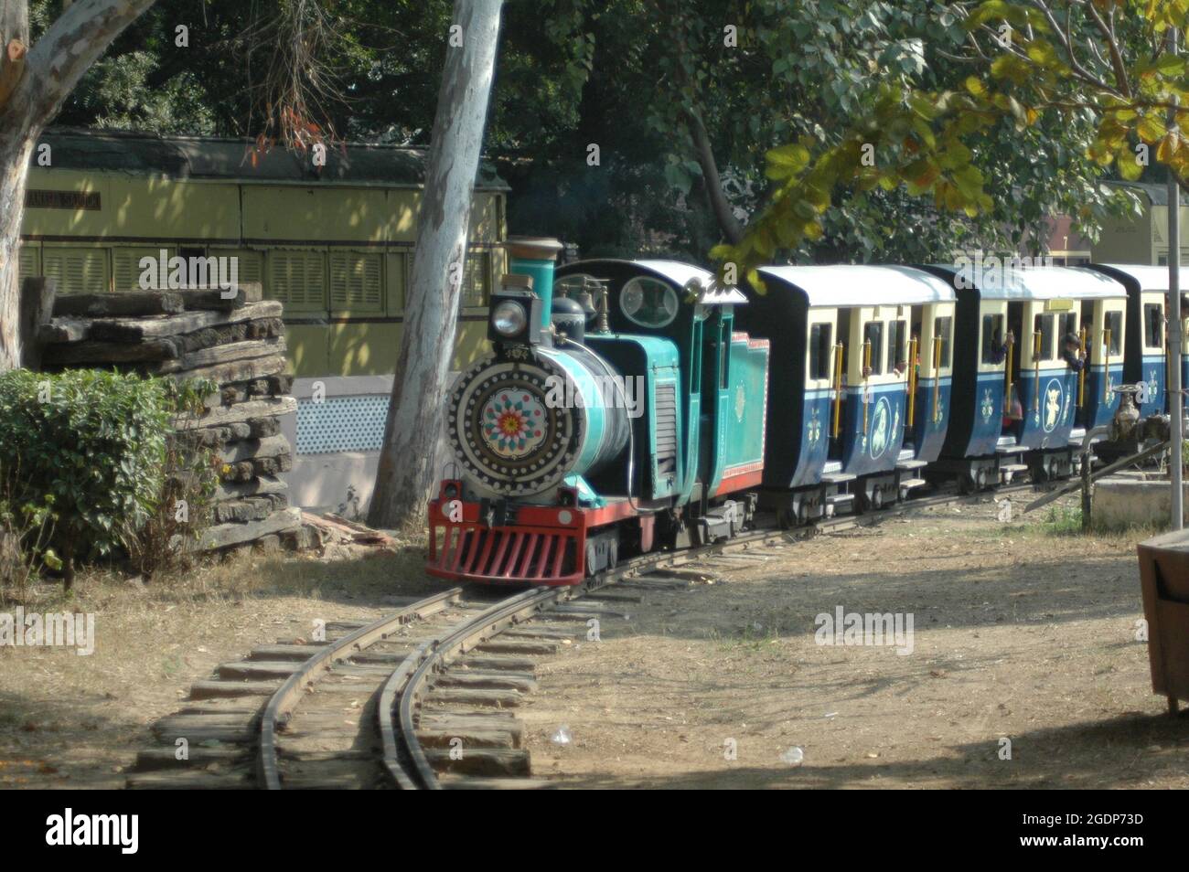 The smallest vintage steam engine of the Indian Railways. It was manufactured by M/S W.G. Bagnall, Stafford, U.K. in the year 1897. Running on small g Stock Photo