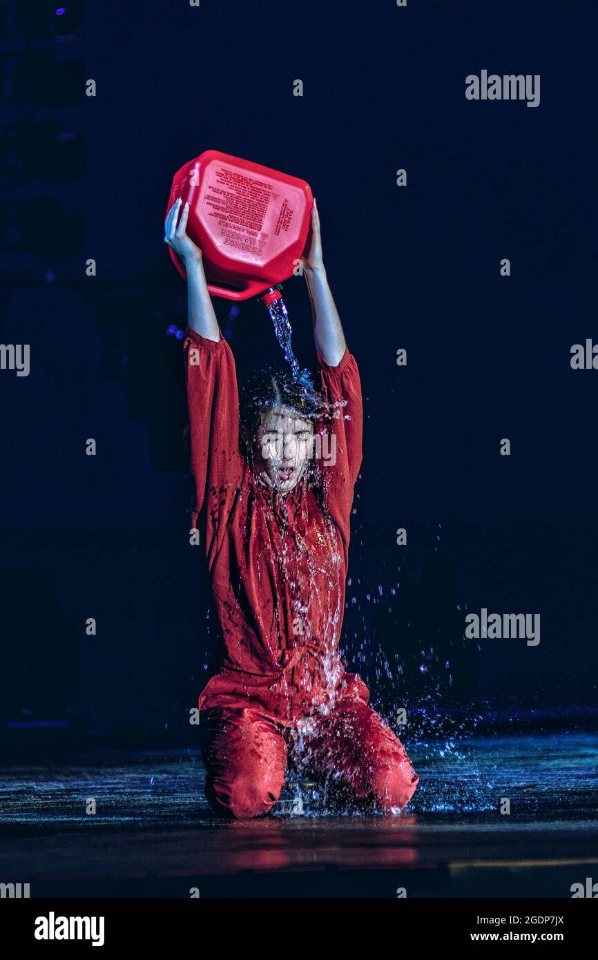 BUSAN, KOREA, SOUTH Jun 26, 2019 An artist pouring water from a
