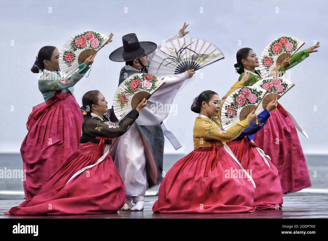 BUSAN, KOREA, SOUTH Jun 26, 2019 A group of dancers in costumes