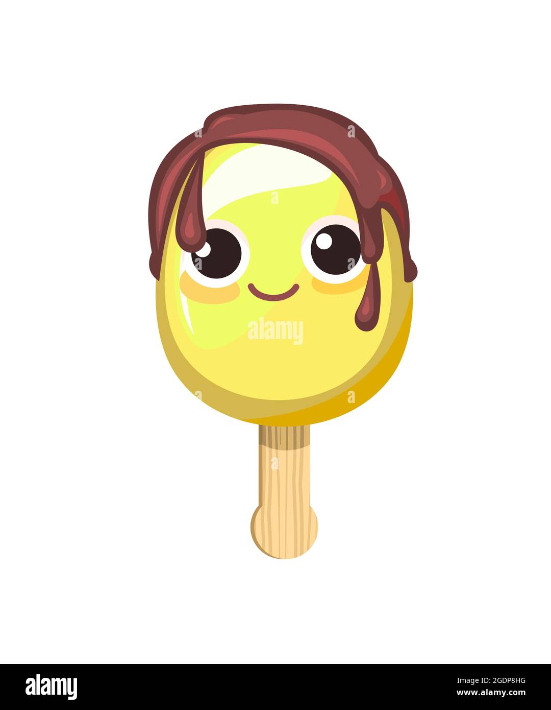 Lemon color Ice cream. Summer food sweet dessert. Syrup streaks ...