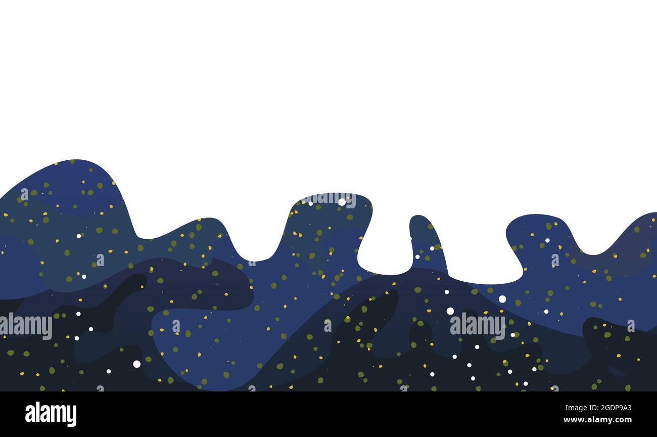 Cosmos background. Starry sky landscape. Bottom frame. Flat style. Cartoon design. Vector Stock Vector
