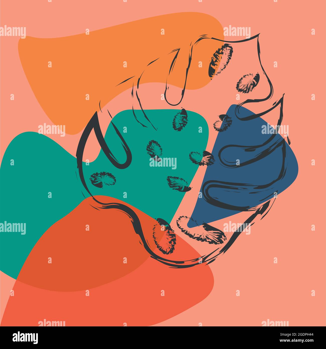 Vector illustration with paints in boho style. Abstract watercolor