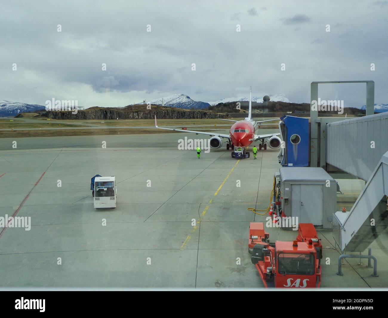 Longyearbyen, Norway - 05.04.2012: Norwegian aircraft at Svalbard ...