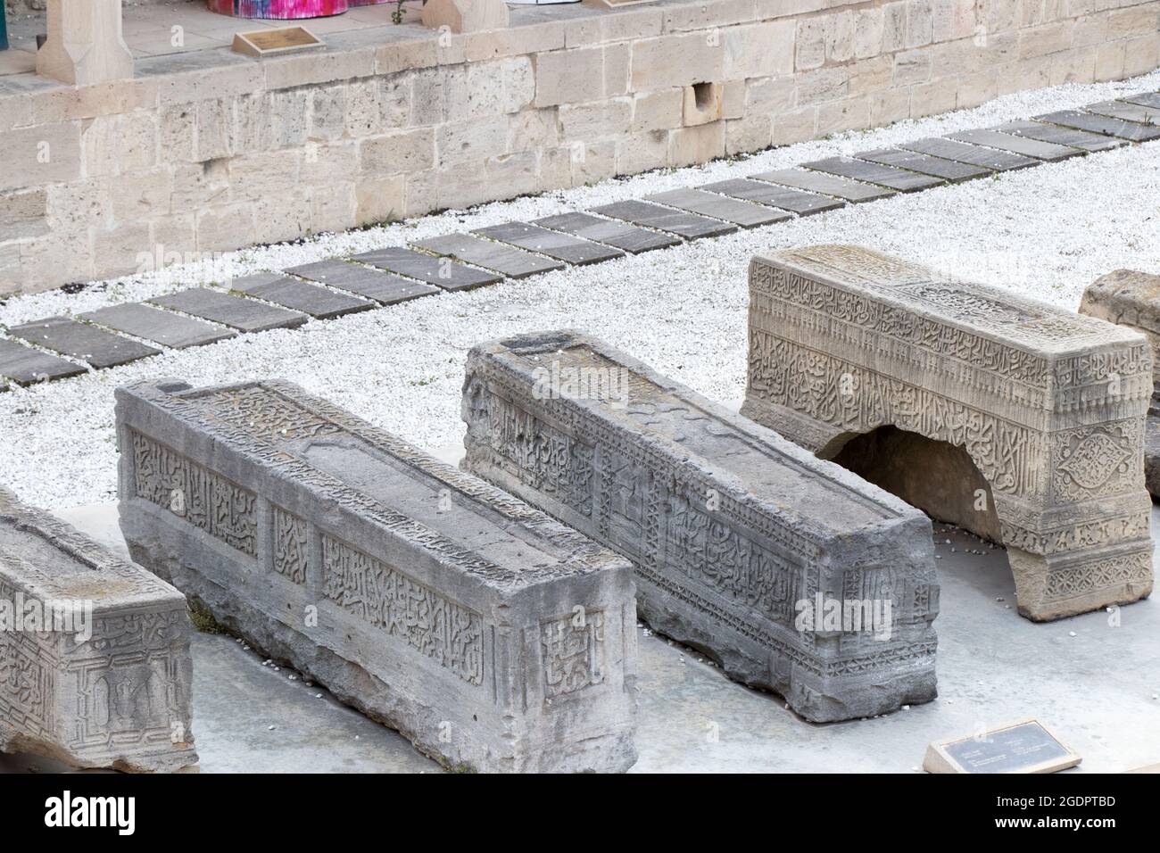 Icheri sheher, Baku - Azerbaijan: 2 April 2021. Historical sarcophagi found in old town of Baku. Stock Photo