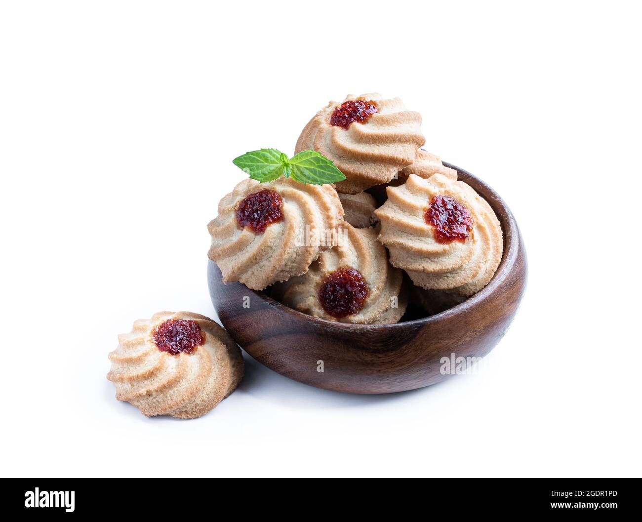 Qurabiya  cookie shortbread with jam isolated on white Stock Photo