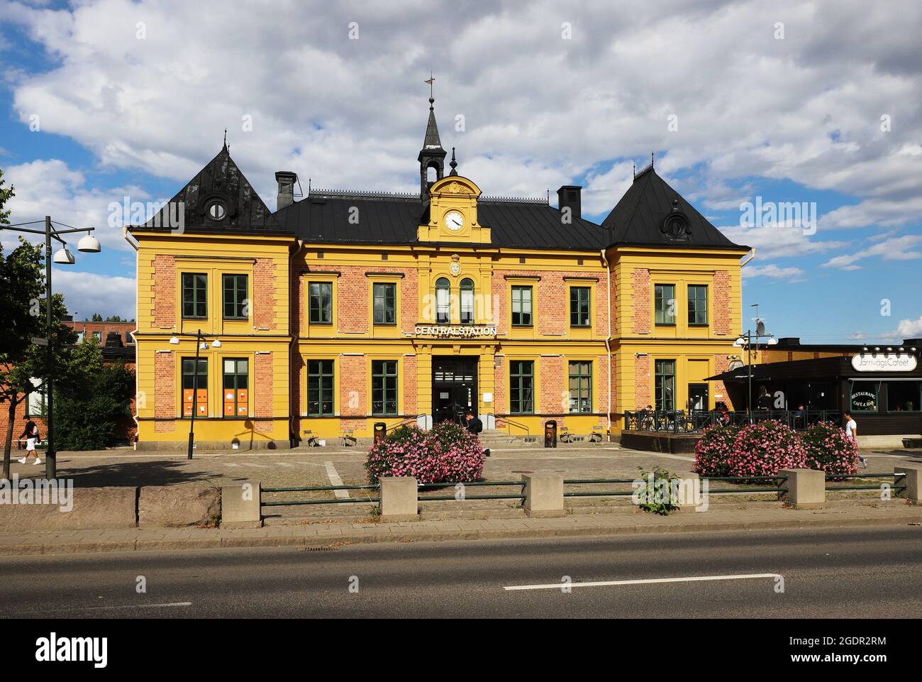 Linkoping, Sweden - August 5, 2021: Exterior view of the Linkoping railroad station building. Stock Photo