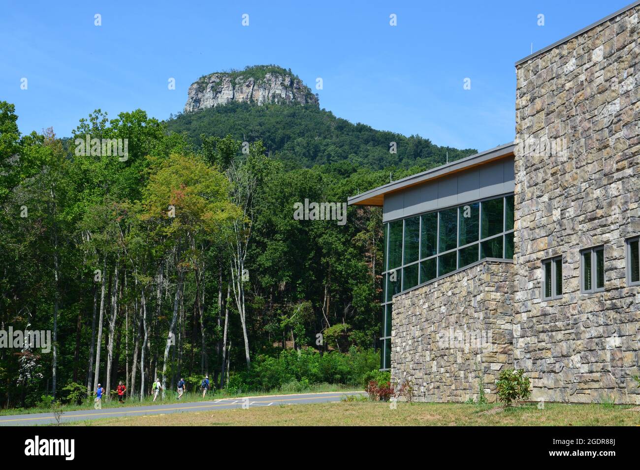 Pilot Mountain's signature pinnacle rises above the new park visitor