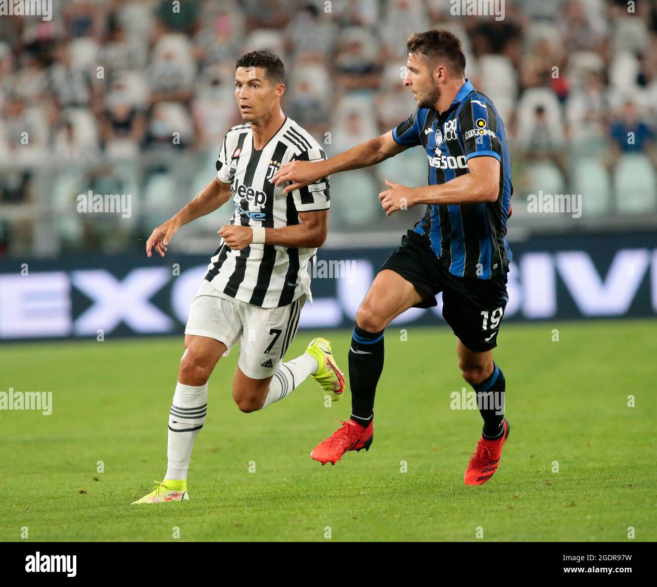 Cristiano Ronaldo (Juventus Fc) and Berat Djimsiti (Atalanta) during the  Pre-Season Friendly Game football match between Juve / LM Stock Photo -  Alamy