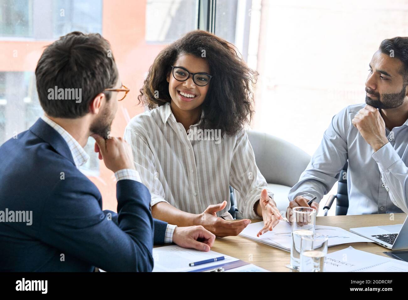 International corporate business team discussing business project at boardroom. Stock Photo
