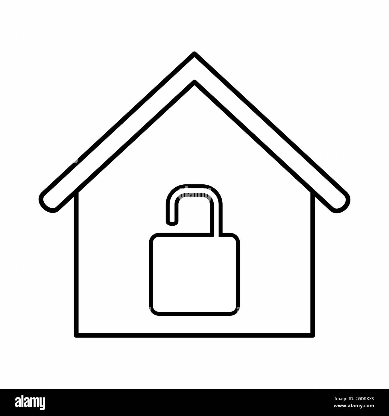 Vector Graphic of Unlocked House - Line Style - simple illustration. Editable stroke. Design template vector.outline style design.Vector graphic illus Stock Vector