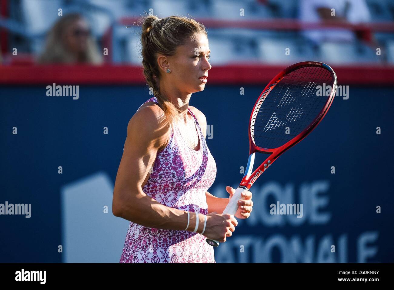 August 14, 2021: Look on Camila Giorgi (ITA) during the WTA National Bank Open semifinal match at IGA Stadium in Montreal, Quebec. David Kirouac/CSM Stock Photo