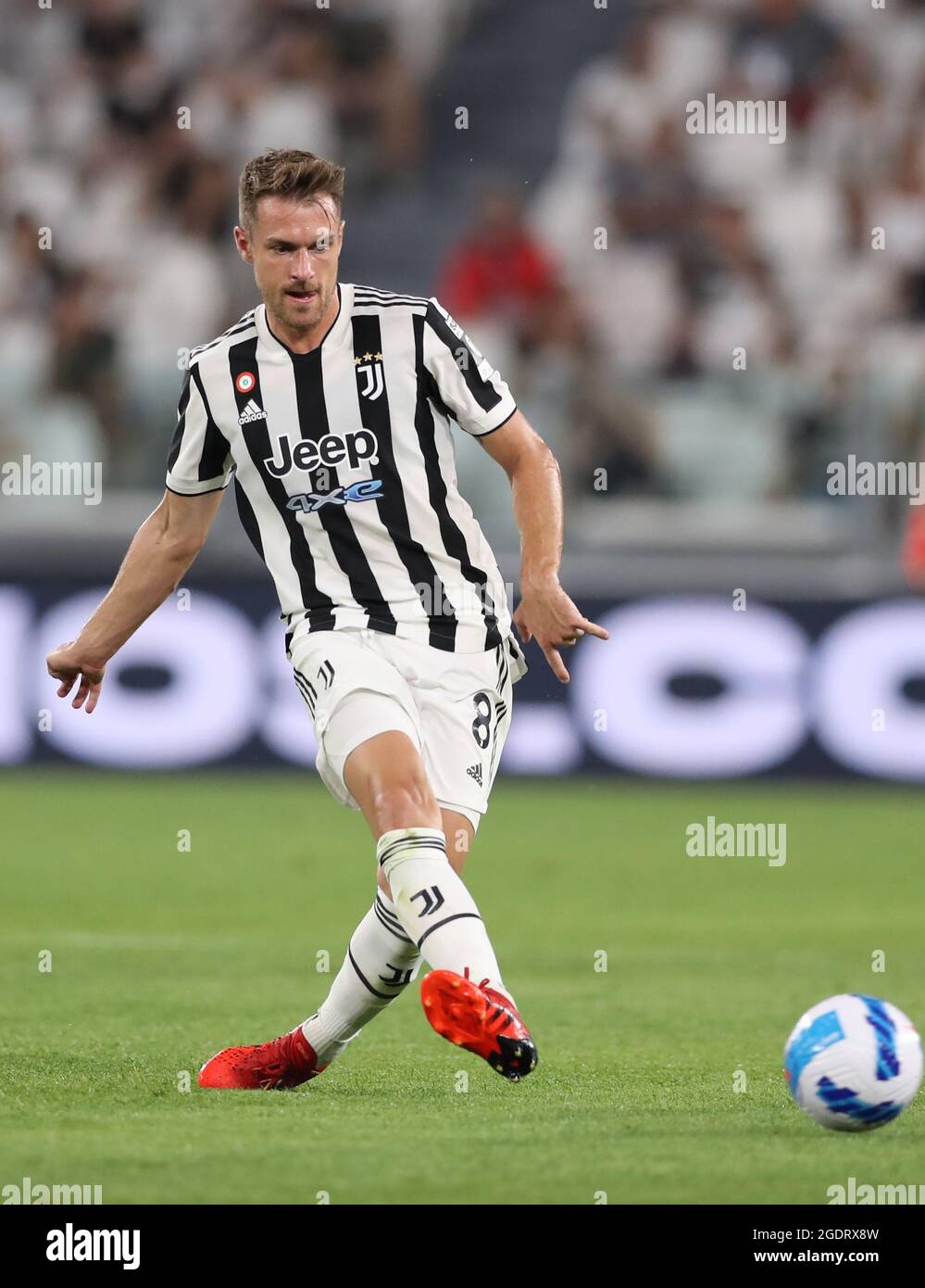 Turin, Italy, 14th August 2021. Aaron Ramsey of Juventus during the Pre Season Friendly match at Allianz Stadium, Turin. Picture credit should read: Jonathan Moscrop / Sportimage Stock Photo