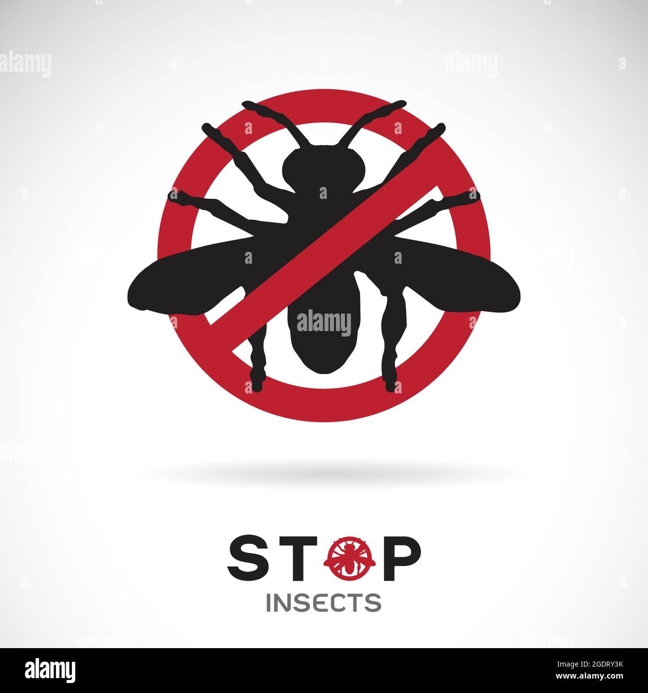 Vector of insects in red stop sign on white background. Insect logo or icon. Animal. Easy editable layered vector illustration. Stock Vector