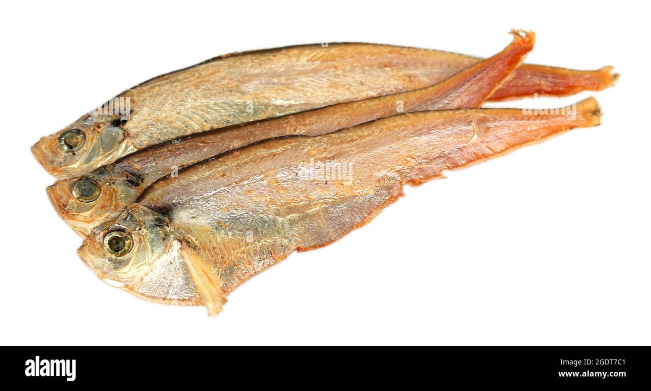 Dried fish Fesha over white background Stock Photo