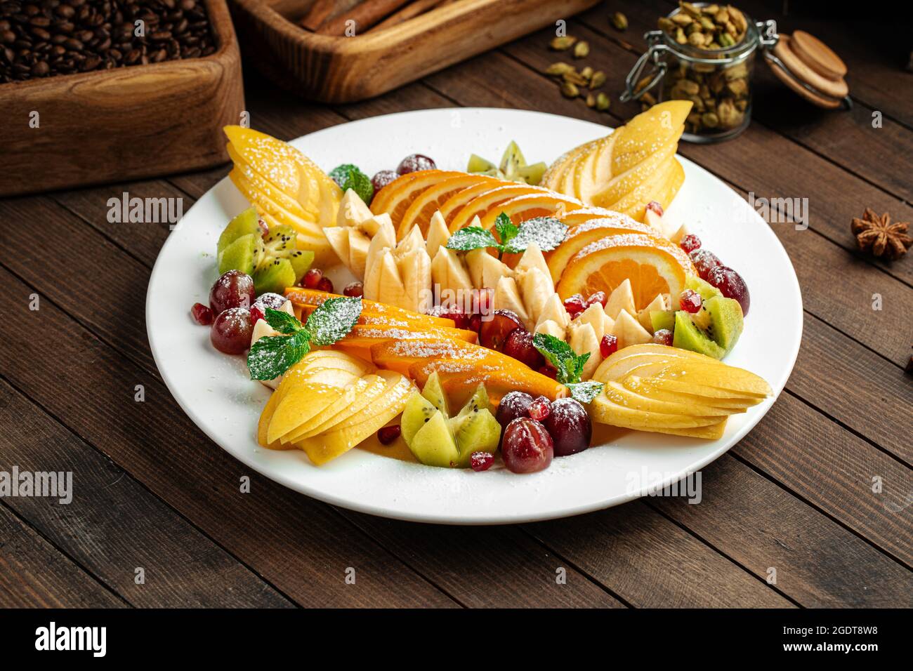 Assorted fruit plate set appetizer Stock Photo Alamy