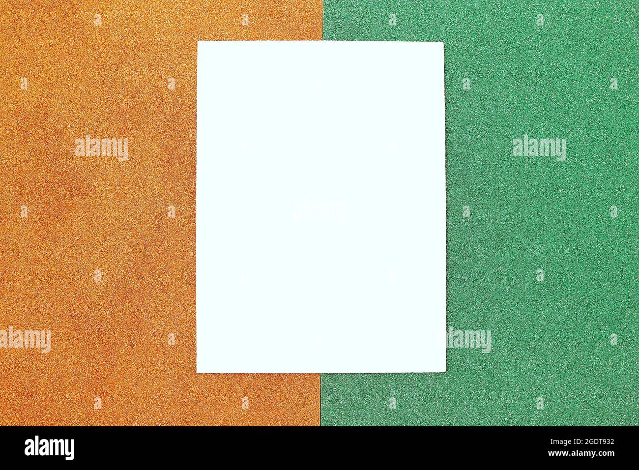 orange and green geometric abstract background. Template for the designer Stock Photo