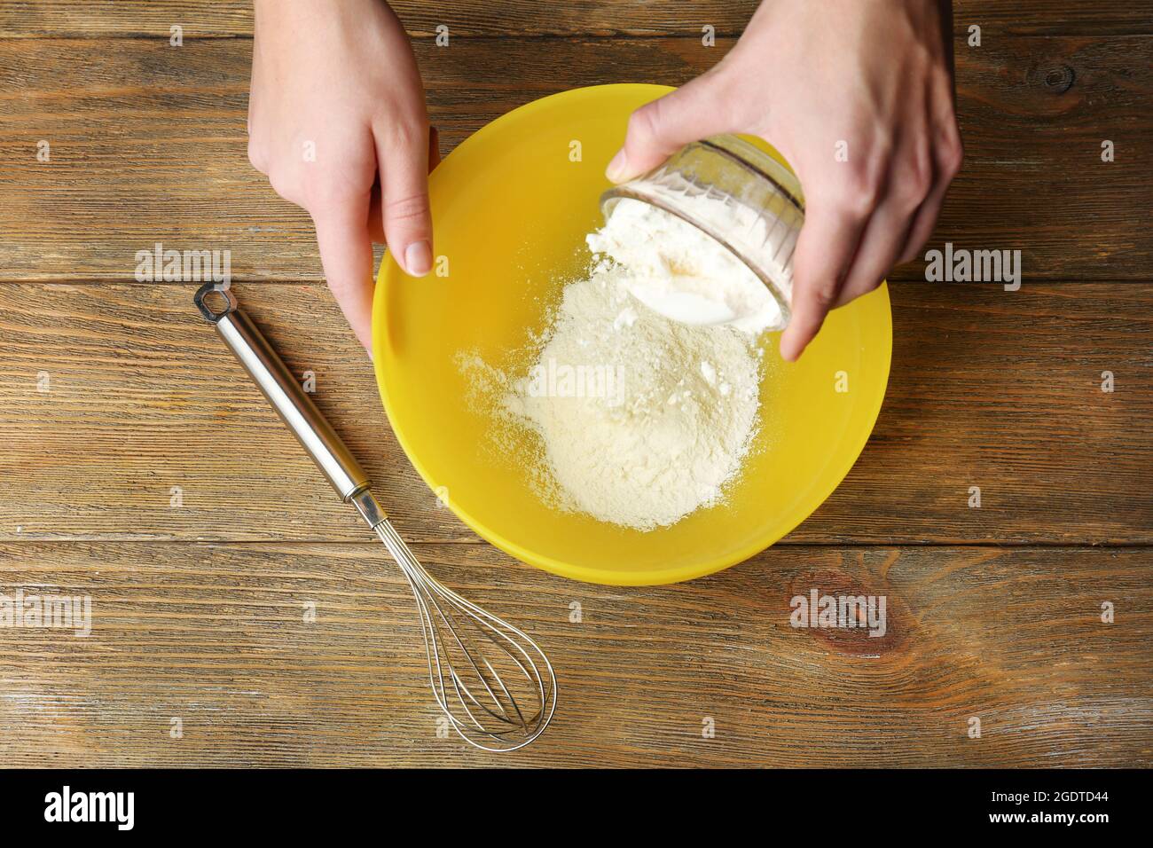 Preparing dough, mixing ingredients Stock Photo Alamy