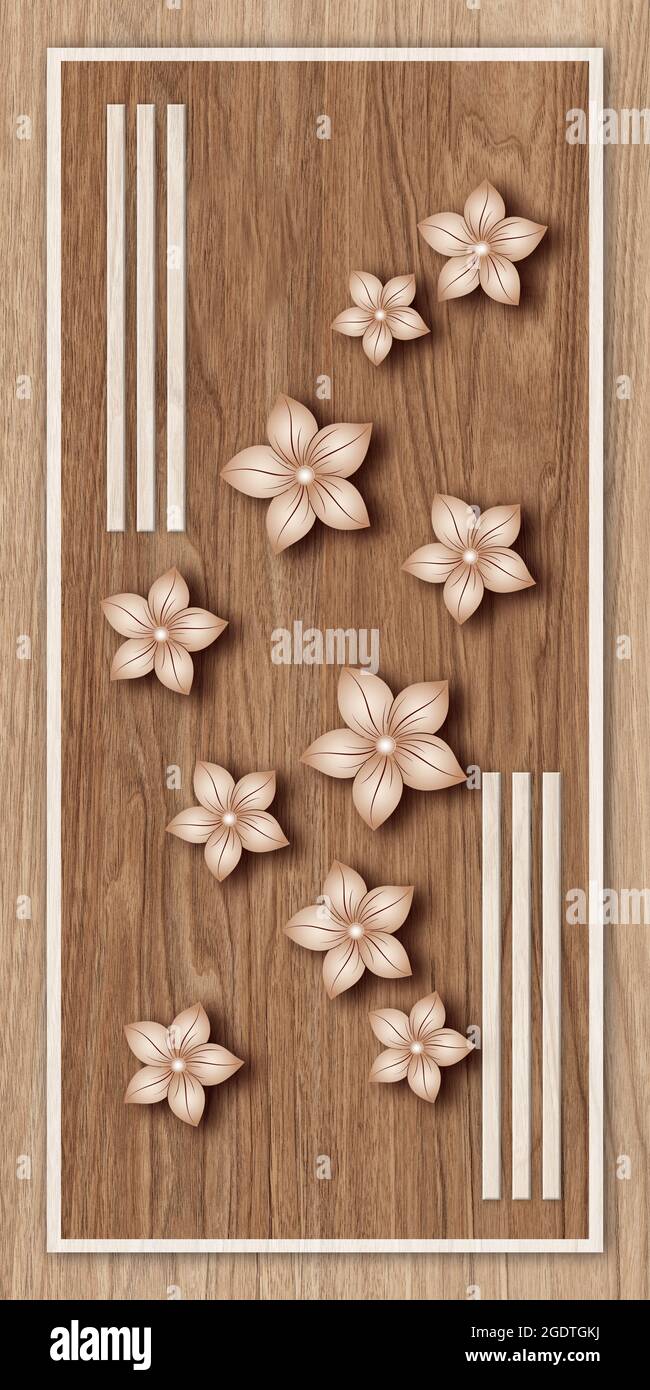 3D Door design background, Laminate Wooden High quality rendering decorative  mural wallpaper illustration, 3D Carving interior design Stock Photo - Alamy, image size:650x1390