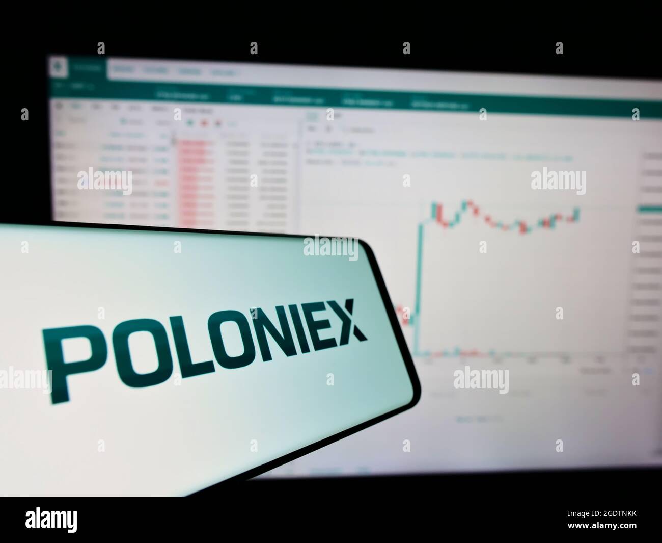 Smartphone with logo of cryptocurrency exchange company Poloniex Inc. on  screen in front of website. Focus on center-right of phone display Stock  Photo - Alamy