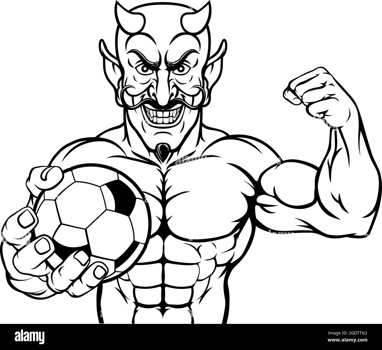 Devil Soccer Football Sports Mascot Holding Ball Stock Vector