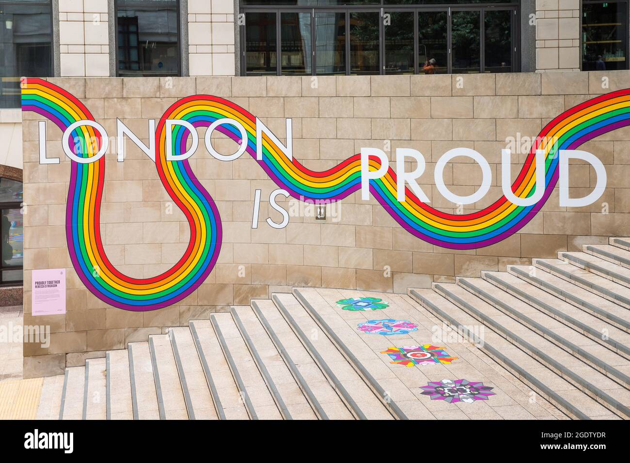 Detail of Proudly Together, an artwork by Rebecca Strickson about LGBT inclusion in London Stock Photo