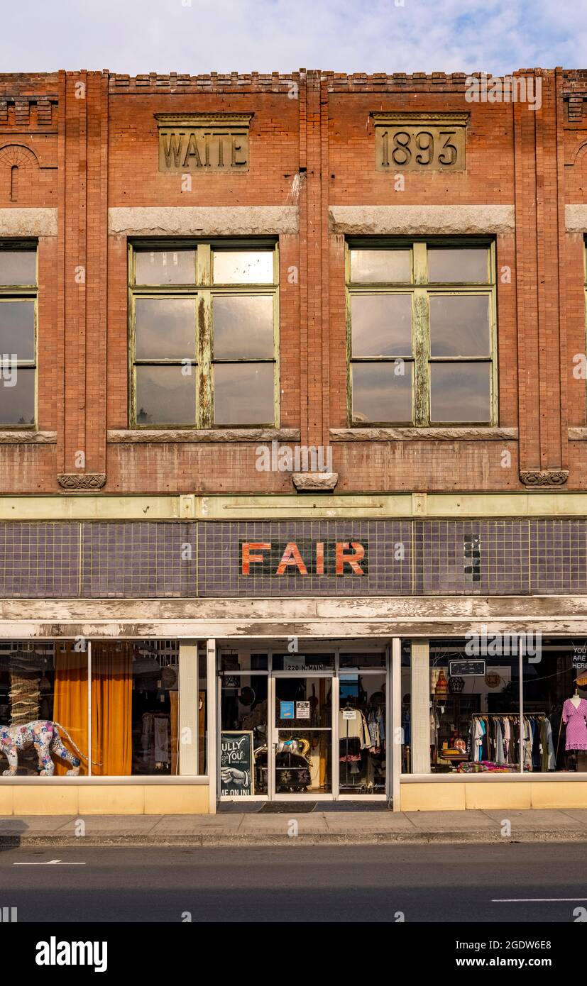 shuttered stores on Main Street, Colfax, Washington State, USA