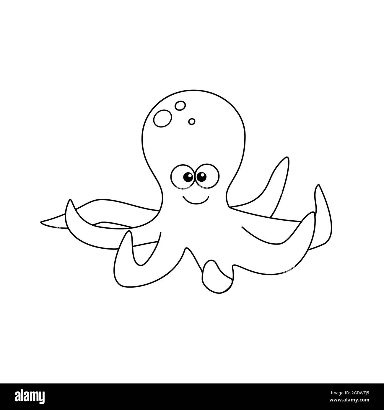 Cute cartoon octopus isolated on white background. Vector Stock Vector