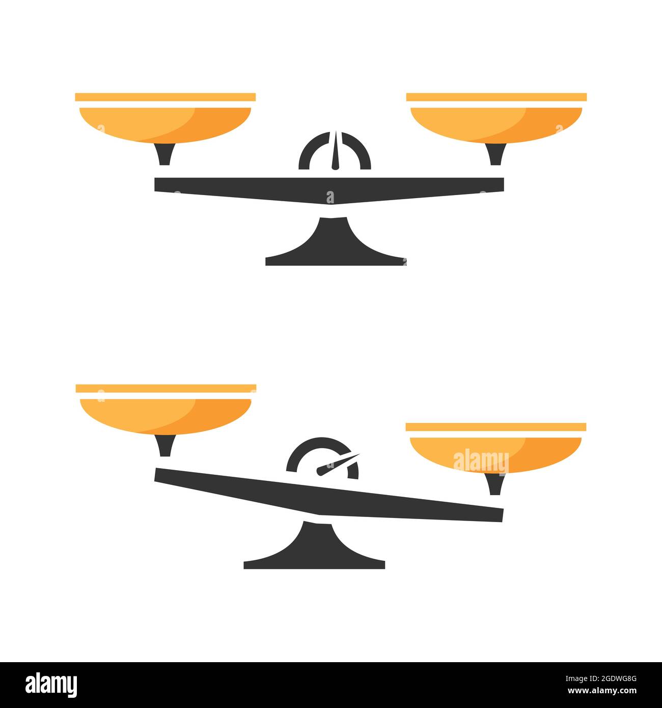 Set of scales. Bowls of scales in balance, an imbalance of scales