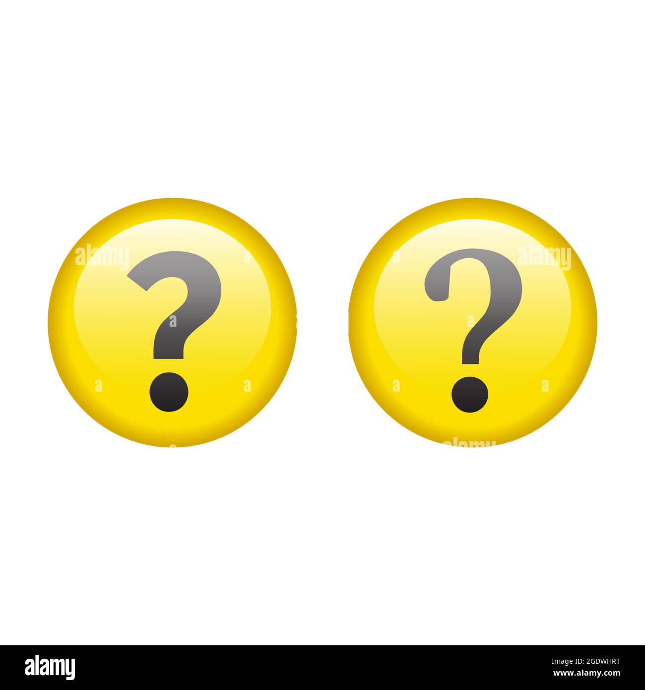 Question mark glossy yellow button. Help shiny circle icon. Stock Vector