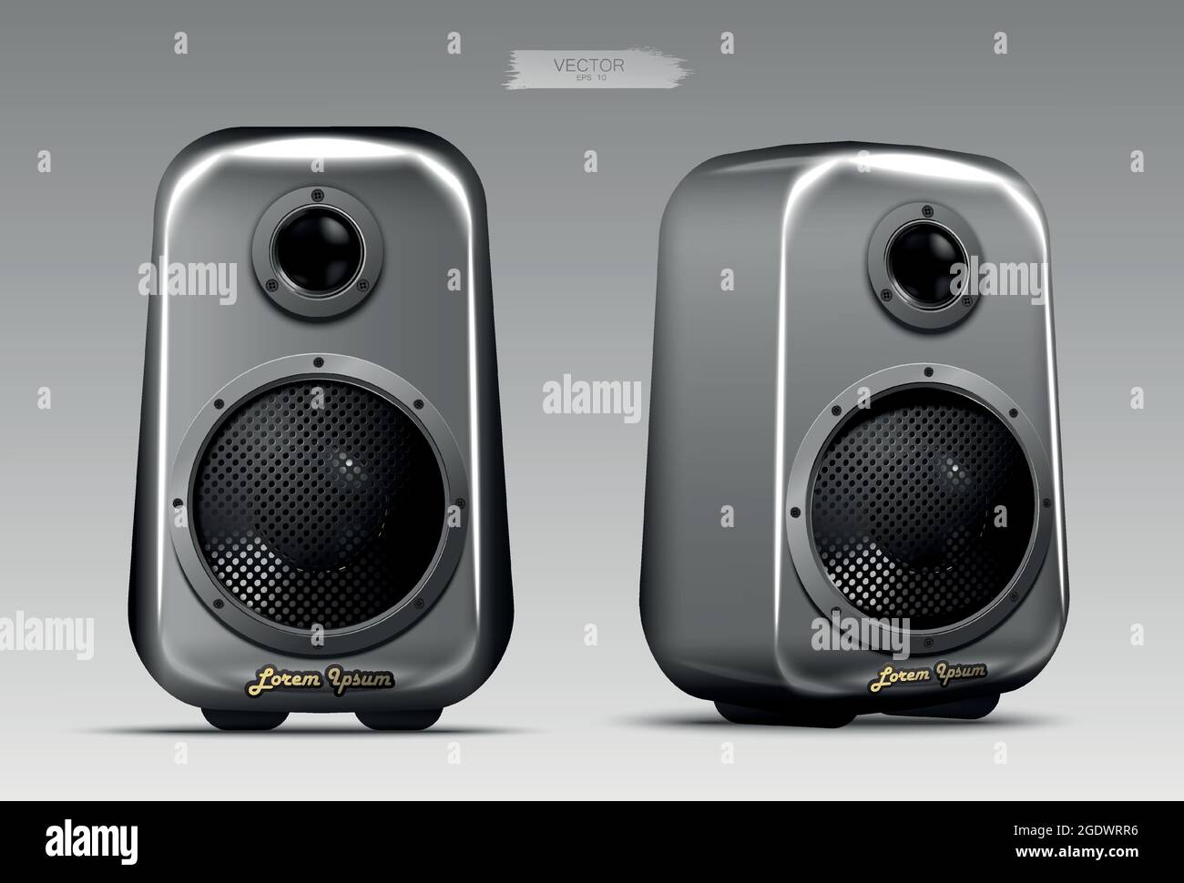 A realistic pair of speakers. Vector. Stock Vector