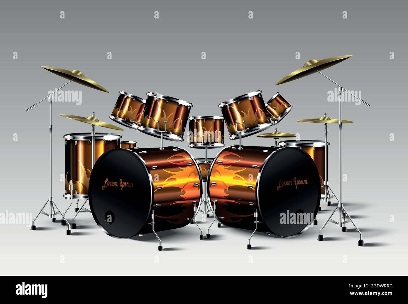 Set of Realistic drum kit. Vector Stock Vector Image & Art - Alamy