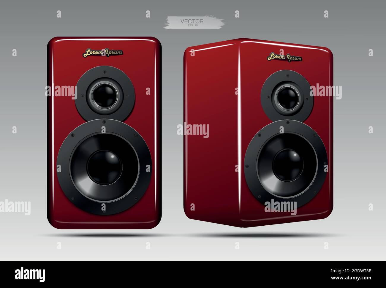 A realistic pair of speakers. Vector. Stock Vector
