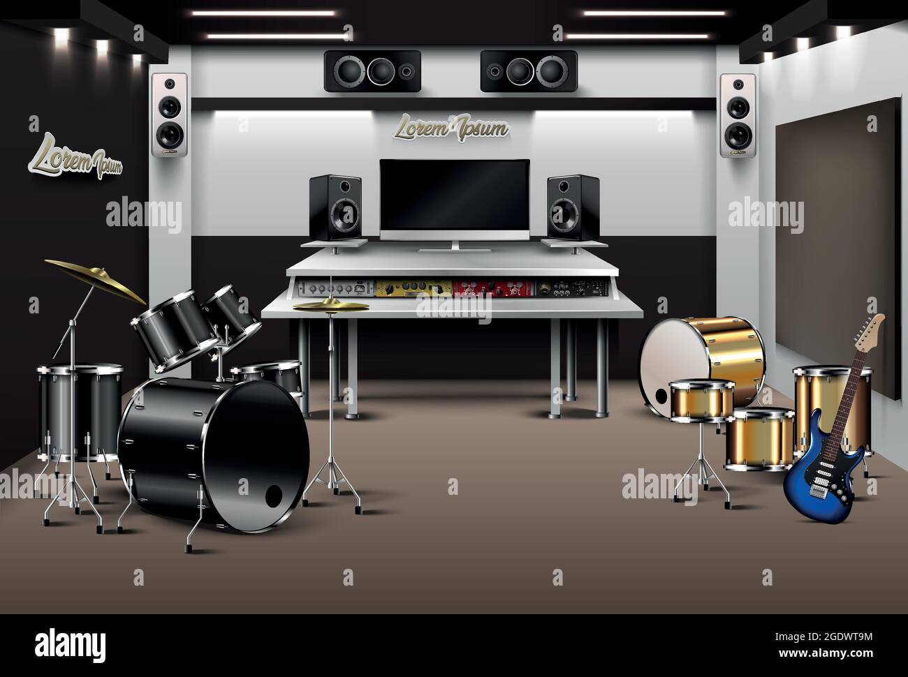 Realistic recording studio. Vector Stock Vector Image & Art - Alamy