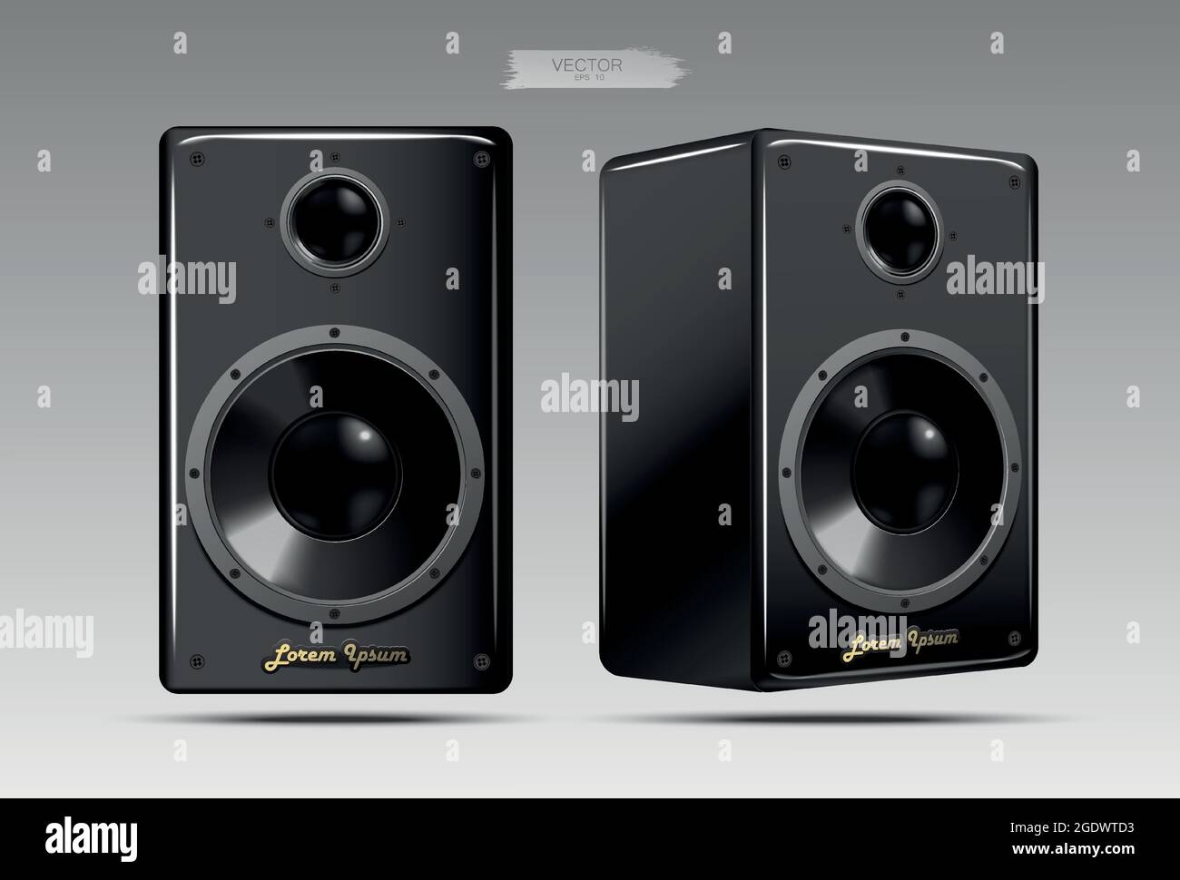 A realistic pair of speakers. Vector. Stock Vector