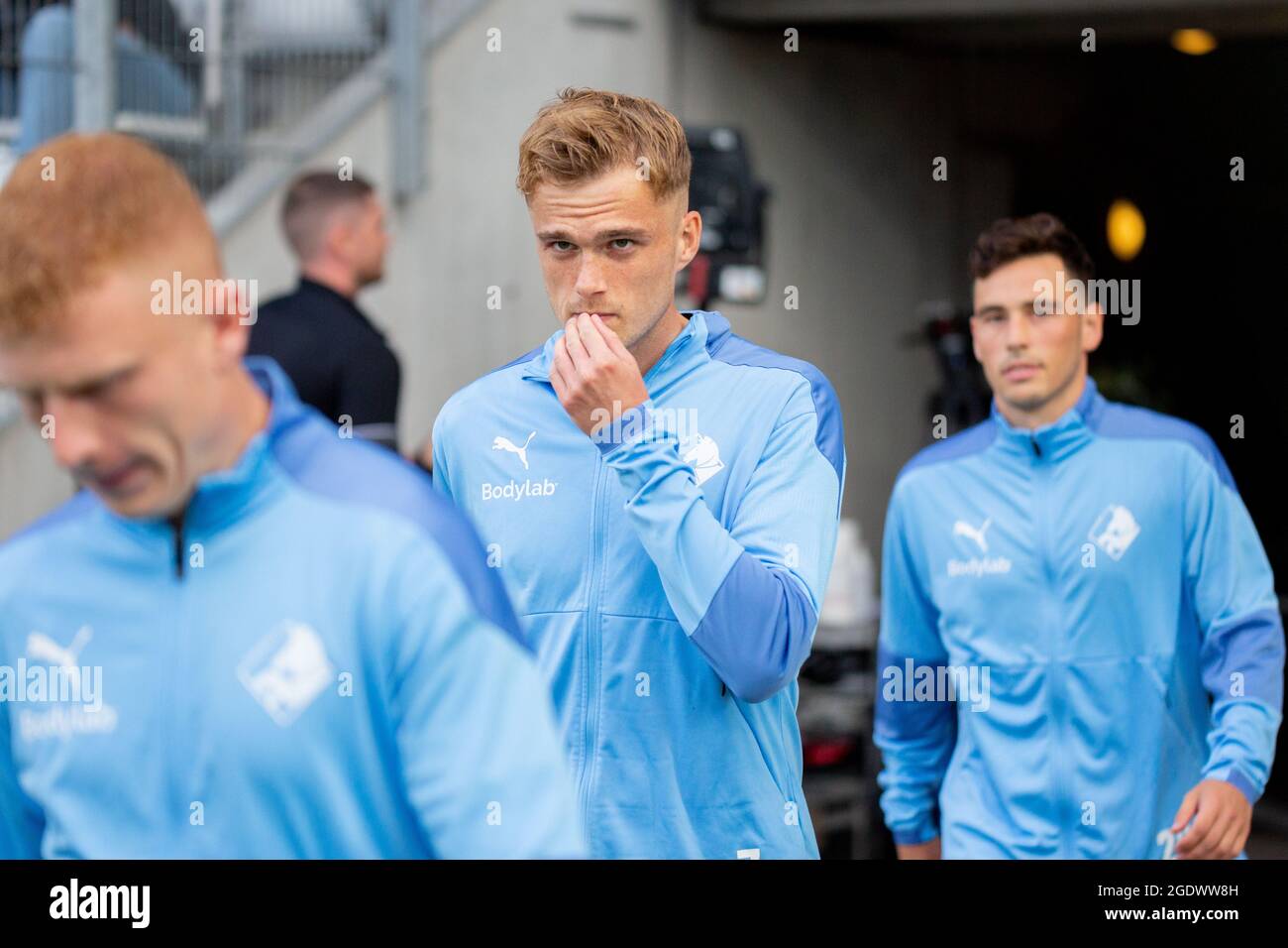 Viborg Denmark 13th August 21 Mikkel Kallesoe 7 Of Randers Fc Enters The Pitch For The 3f Superliga Match Between Viborg Ff And Randers Fc At Energy Viborg Arena In Viborg Photo Viborg Denmark 13th August 21 Mikkel Kallesoe 7 Of Randers Fc Enters The Pitch For The 3f Superliga Match Between Viborg Ff And Randers Fc At Energy Viborg Arena In Viborg Photo