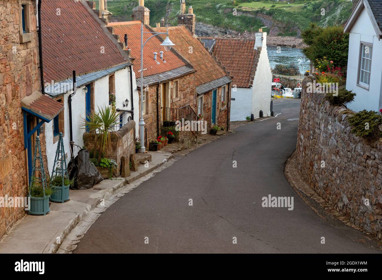 Street in the village of Crail, Scotland Stock Photo
