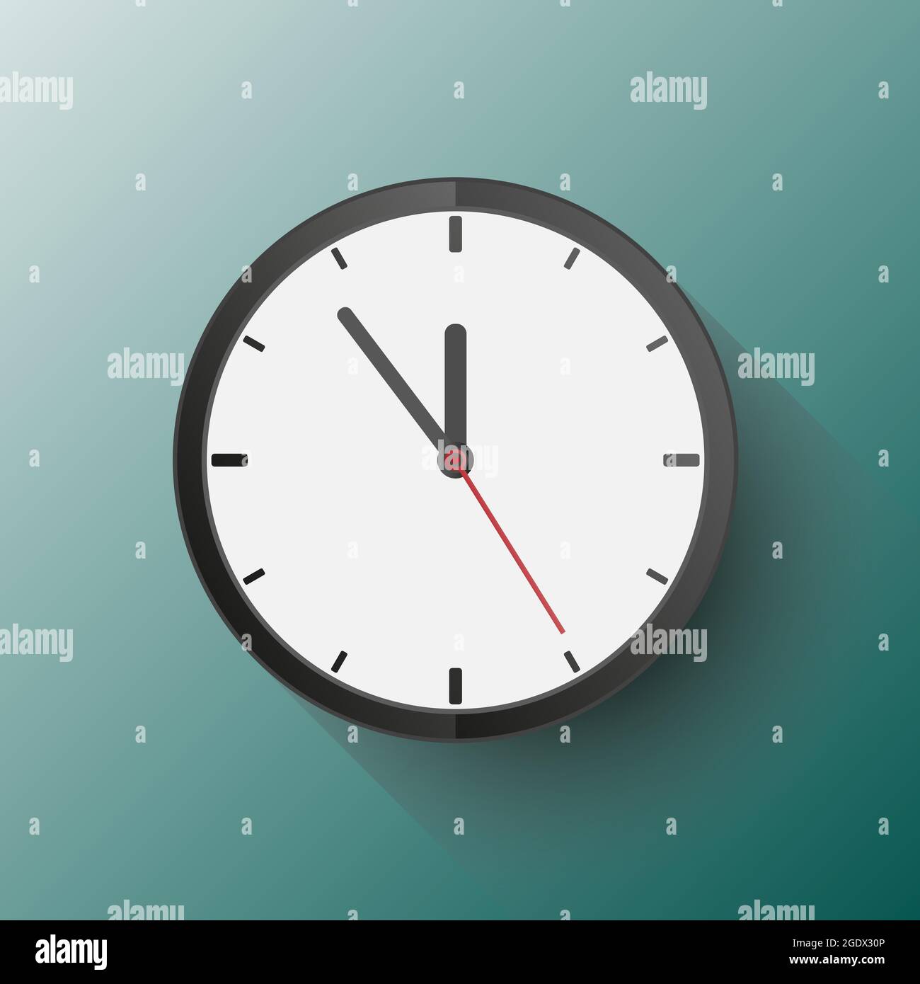 flat clock symbol with drop shadow on blue background, vector illustration Stock Vector