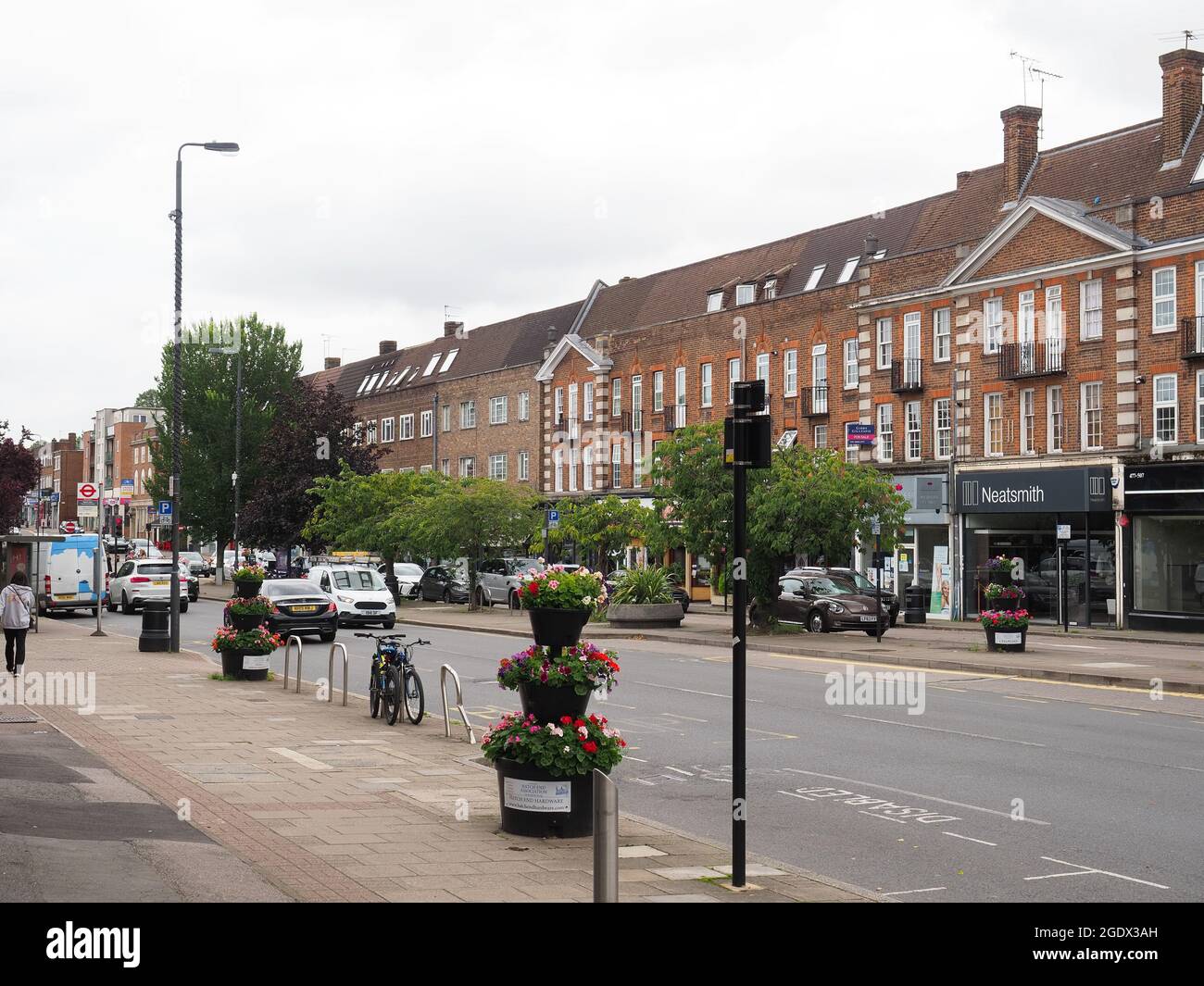 View looking along The Broadway shopping high street in Hatch End North